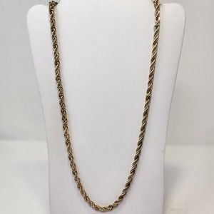 Monet Twisted Rope Chain Long Necklace Vintage Gold Silver Tone Mixed Metal
